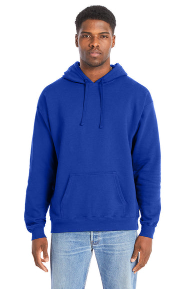 Hanes RS170 Mens Perfect Sweats Hooded Sweatshirt Hoodie w/ Pouch Pocket Deep Royal Blue Model Front