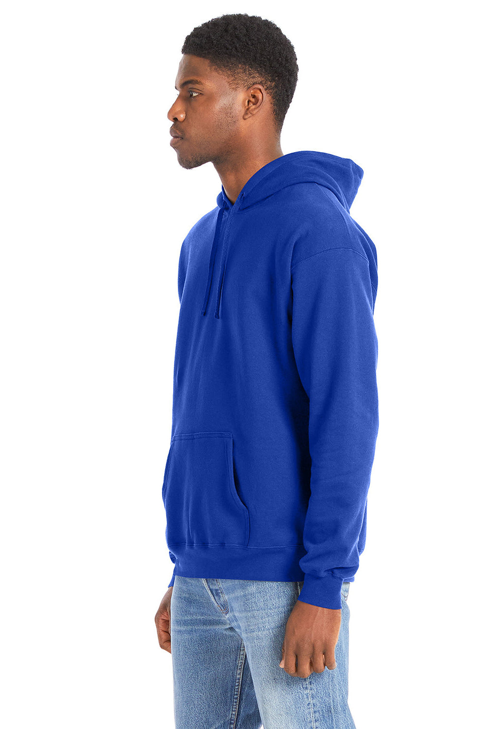 Hanes RS170 Mens Perfect Sweats Hooded Sweatshirt Hoodie w/ Pouch Pocket Deep Royal Blue Model 3Q