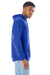 Hanes RS170 Mens Perfect Sweats Hooded Sweatshirt Hoodie w/ Pouch Pocket Deep Royal Blue Model Side