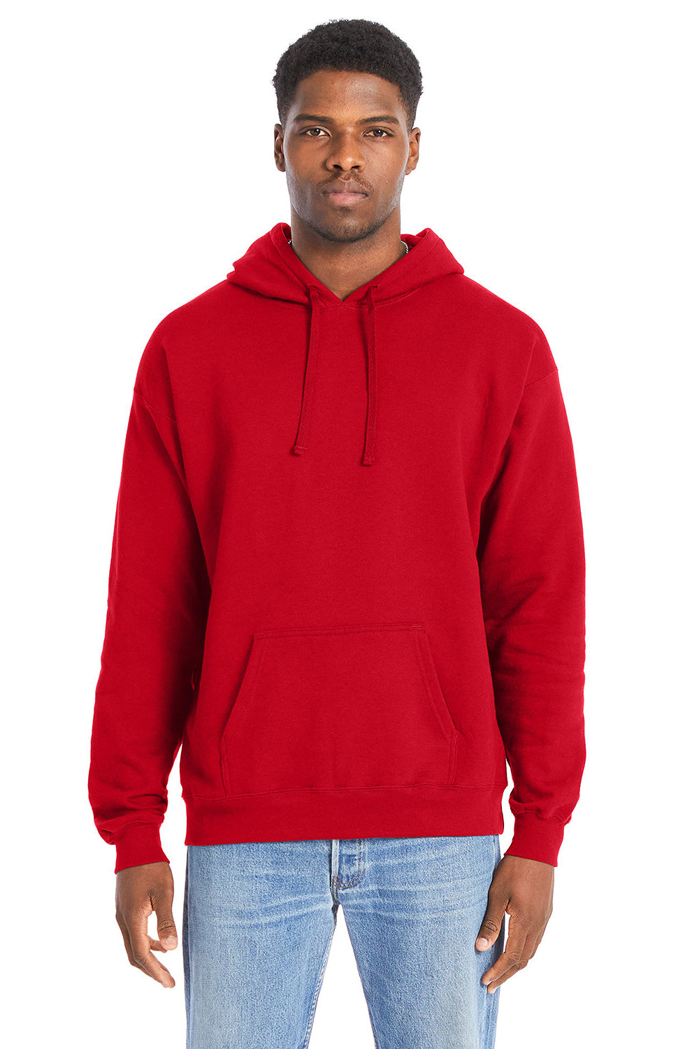 Hanes RS170 Mens Athletic Red Perfect Sweats Hooded Sweatshirt Hoodie w Pouch Pocket BigTopShirtShop