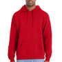 Hanes Mens Perfect Sweats Hooded Sweatshirt Hoodie w/ Pouch Pocket - Athletic Red