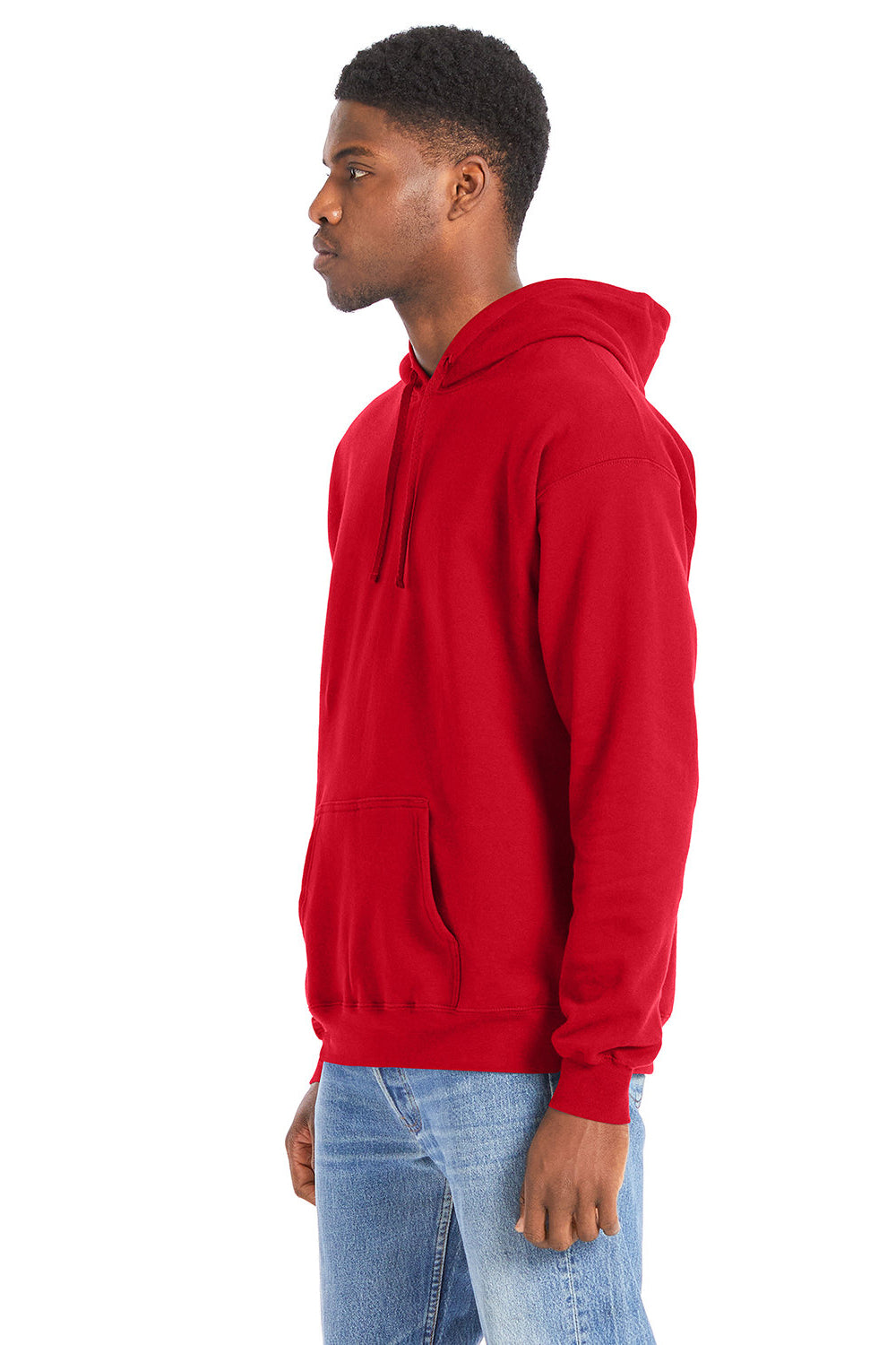 Hanes RS170 Mens Perfect Sweats Hooded Sweatshirt Hoodie w/ Pouch Pocket Athletic Red Model 3Q