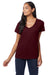 Hanes S04V Womens Nano-T Short Sleeve V-Neck T-Shirt Maroon Model Front