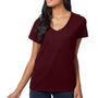 Hanes Womens Nano-T Short Sleeve V-Neck T-Shirt - Maroon