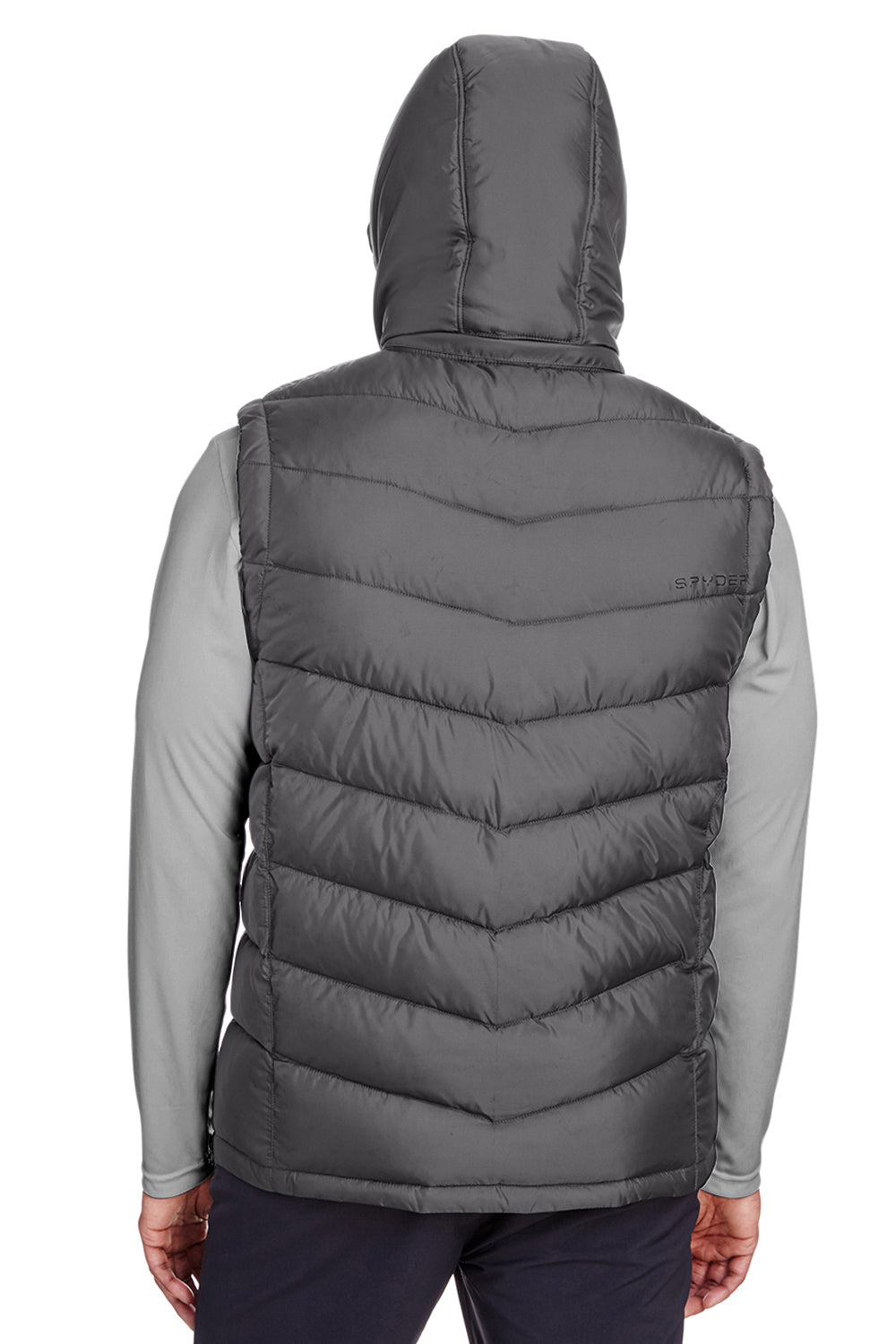 Spyder S16642 Mens Pelmo Full Zip Hooded Puffer Vest Polar Grey Model Back