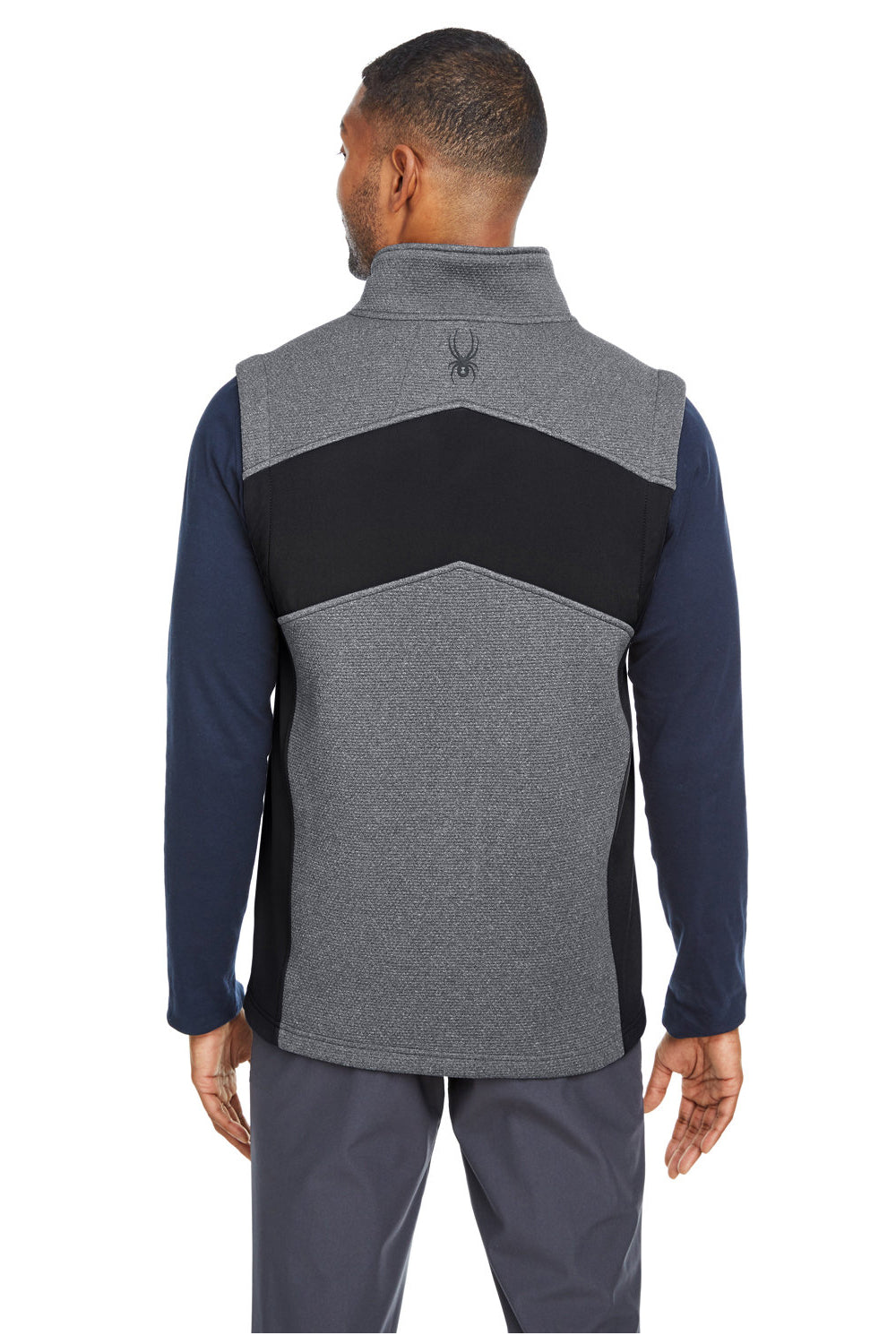 Spyder S17274 Mens Pursuit Full Zip Vest Heather Black/Black Model Back