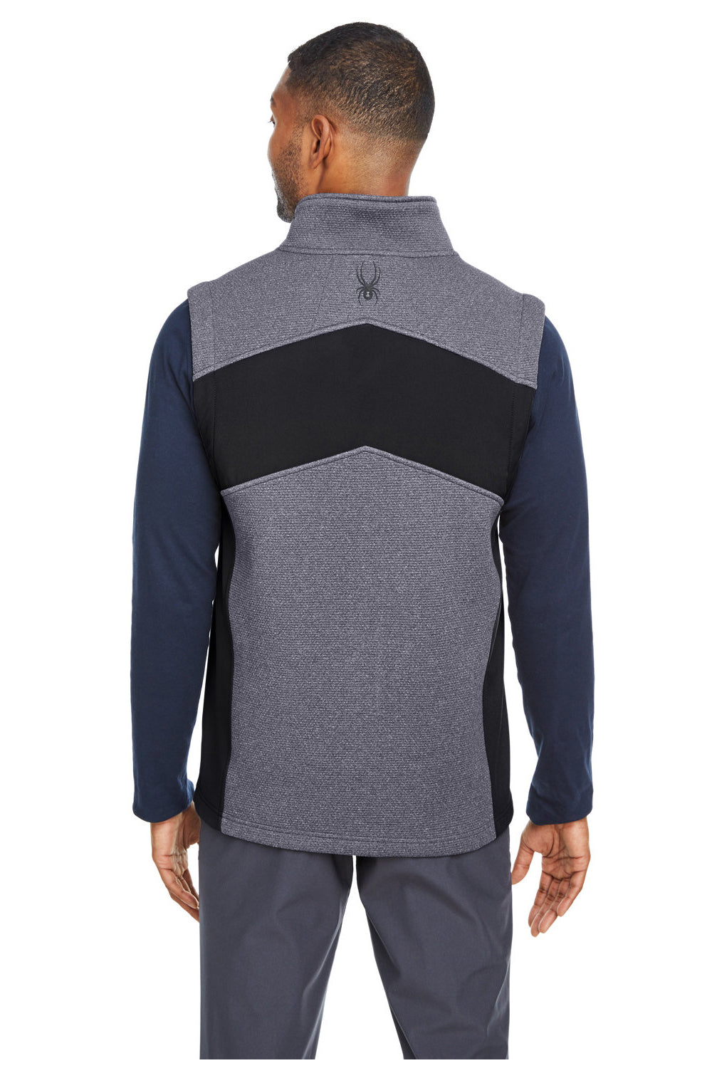 Spyder S17274 Mens Pursuit Full Zip Vest Heather Frontier Blue/Black Model Back