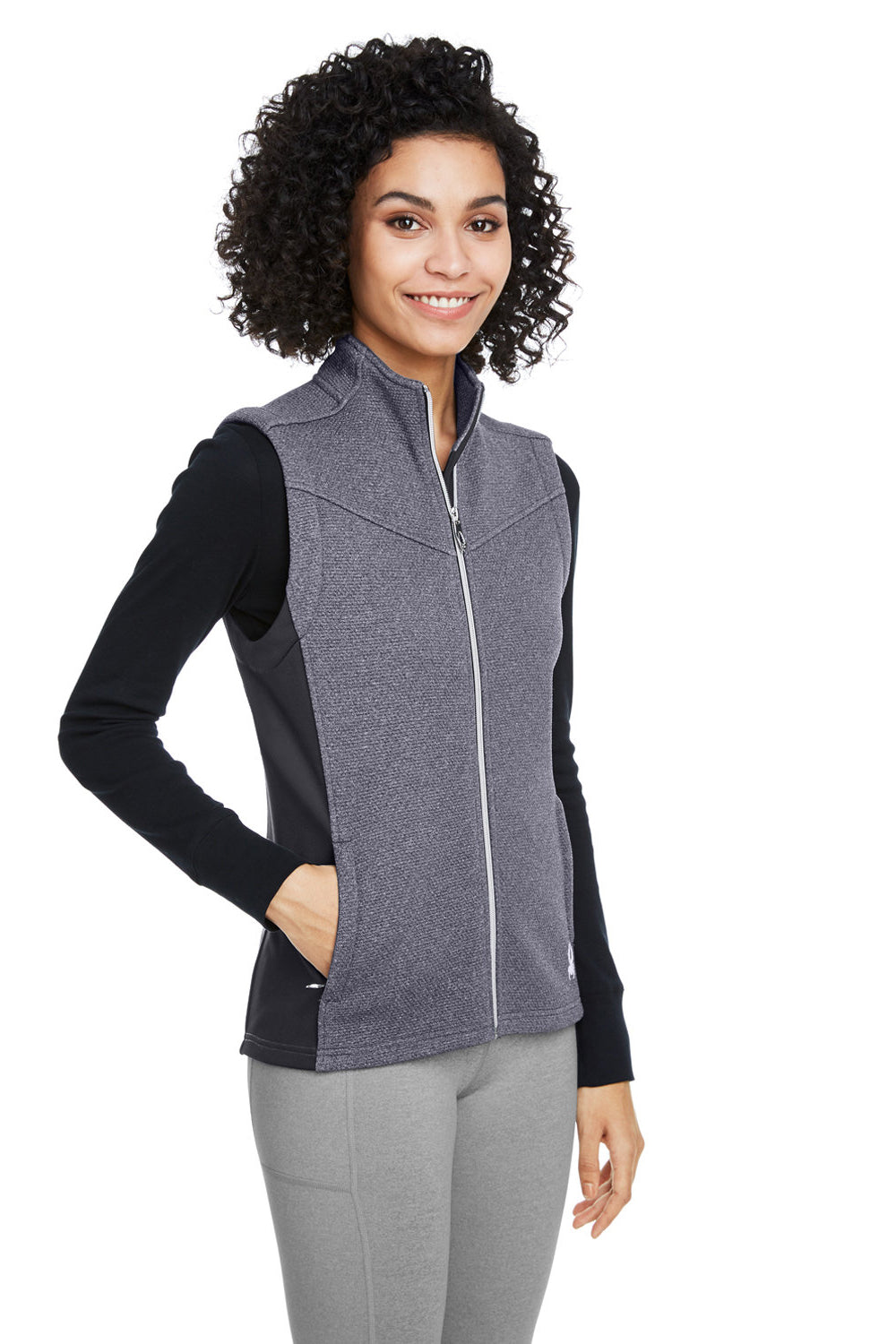 Spyder S17275 Womens Pursuit Full Zip Vest Heather Black/Black Model 3q