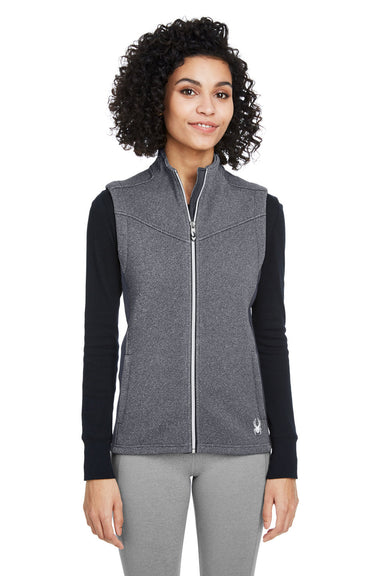 Spyder S17275 Womens Pursuit Full Zip Vest Heather Black/Polar Grey Model Front