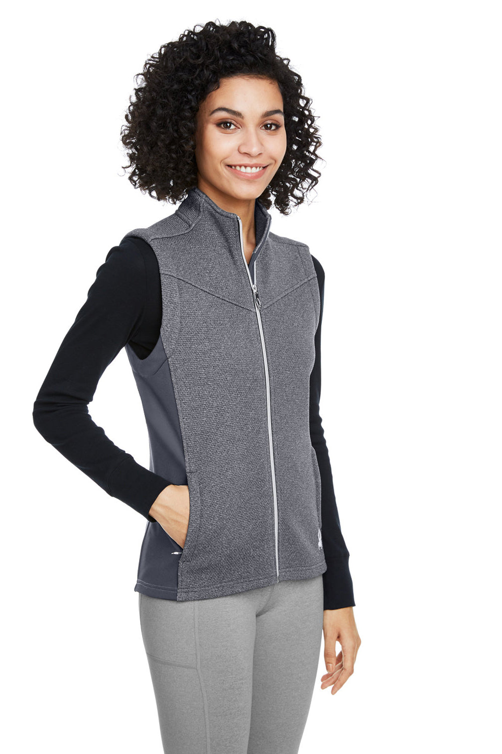 Spyder S17275 Womens Pursuit Full Zip Vest Heather Black/Polar Grey Model 3q