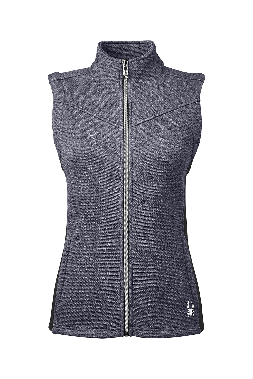 Spyder S17275 Womens Pursuit Full Zip Vest Heather Frontier Blue/Black Flat Front