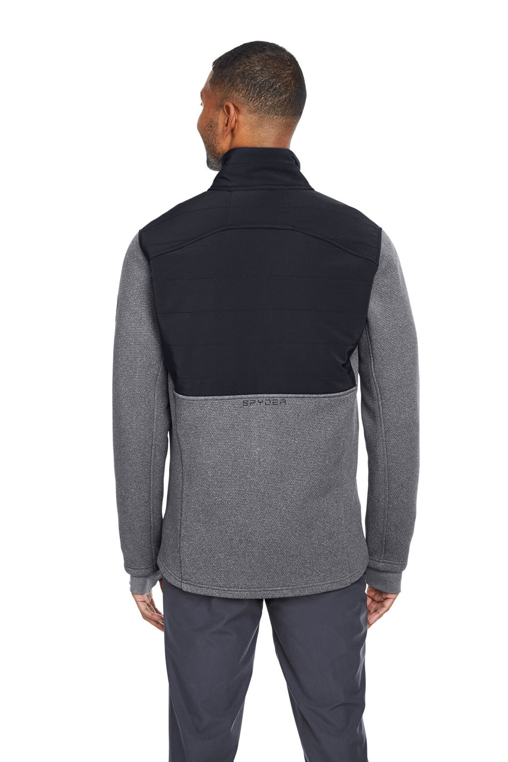 Spyder S17298 Mens Pursuit Full Zip Jacket Heather Black/Black Model Back