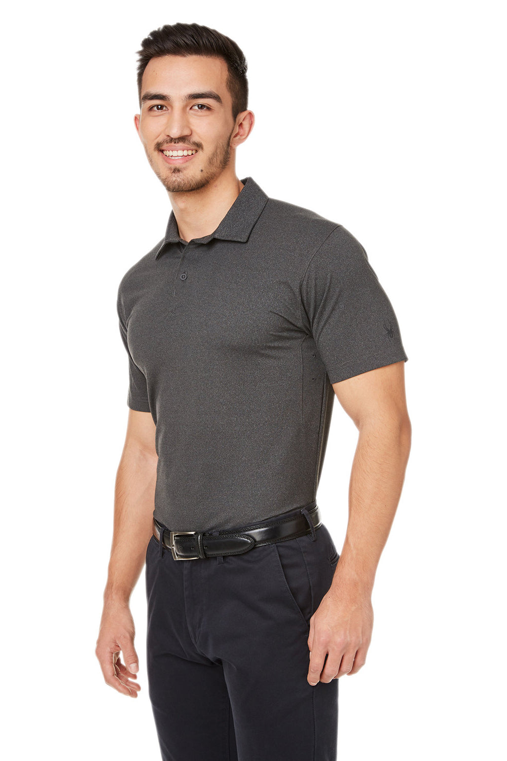 Spyder S17914 Mens Spyre Short UPF 40+ Sleeve Polo Shirt Black Frost Model 3q