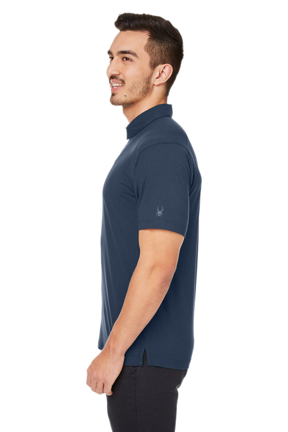 Spyder S17914 Mens Spyre Short UPF 40+ Sleeve Polo Shirt Frontier Blue Frost Model Side