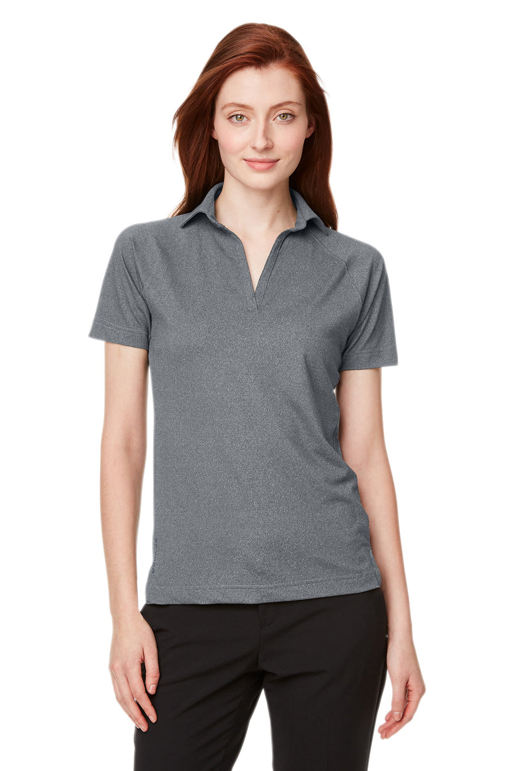 Spyder S17915 Womens Spyre UPF 40+ Short Sleeve Polo Shirt Polar Grey Frost Model Front