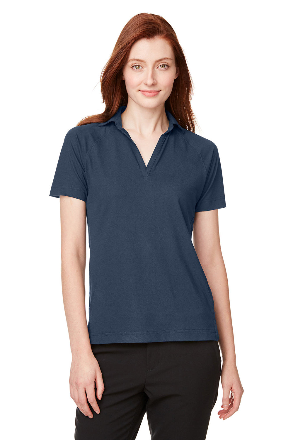 Spyder S17915 Womens Spyre UPF 40+ Short Sleeve Polo Shirt Frontier Blue Frost Model Front