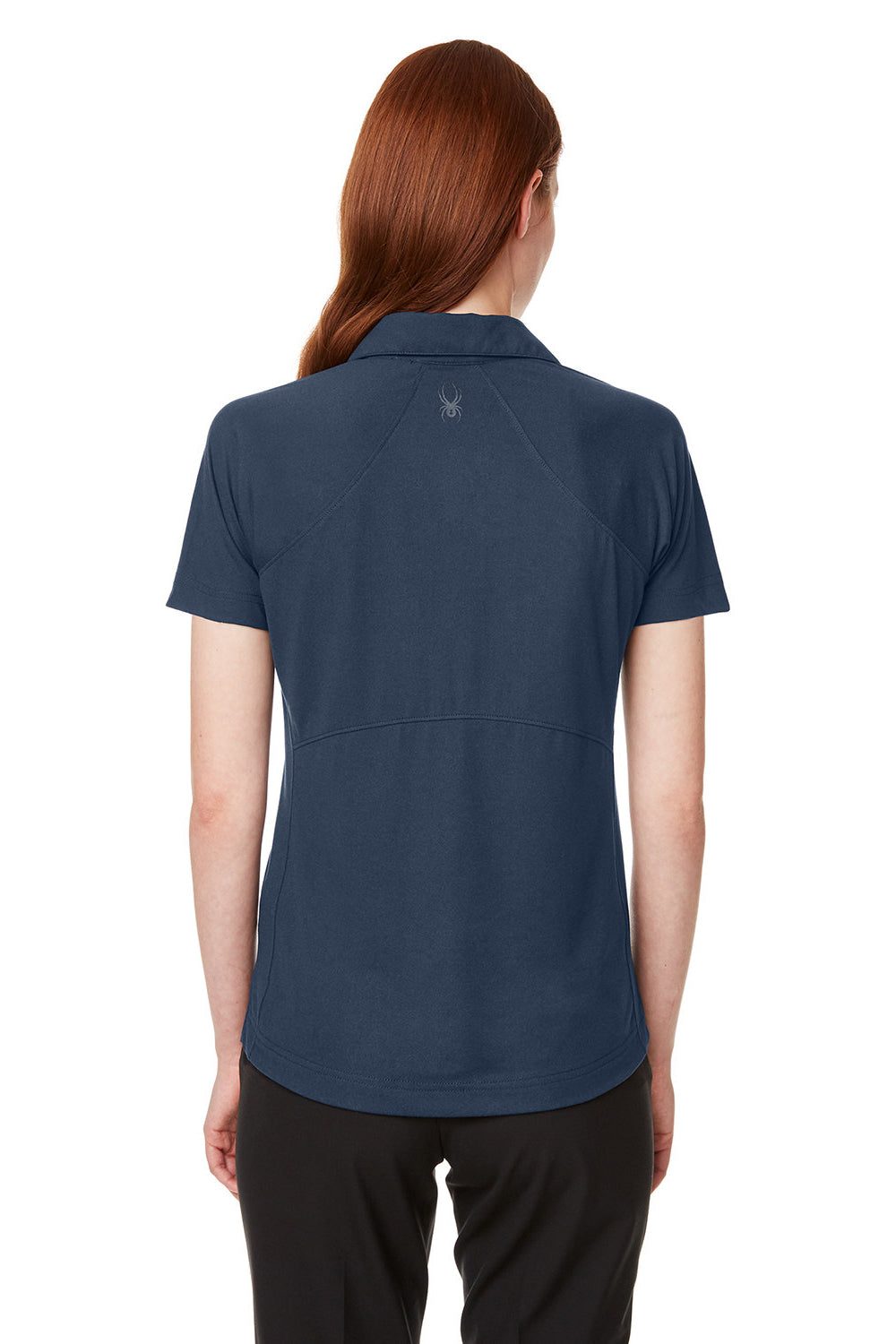 Spyder S17915 Womens Spyre UPF 40+ Short Sleeve Polo Shirt Frontier Blue Frost Model Back