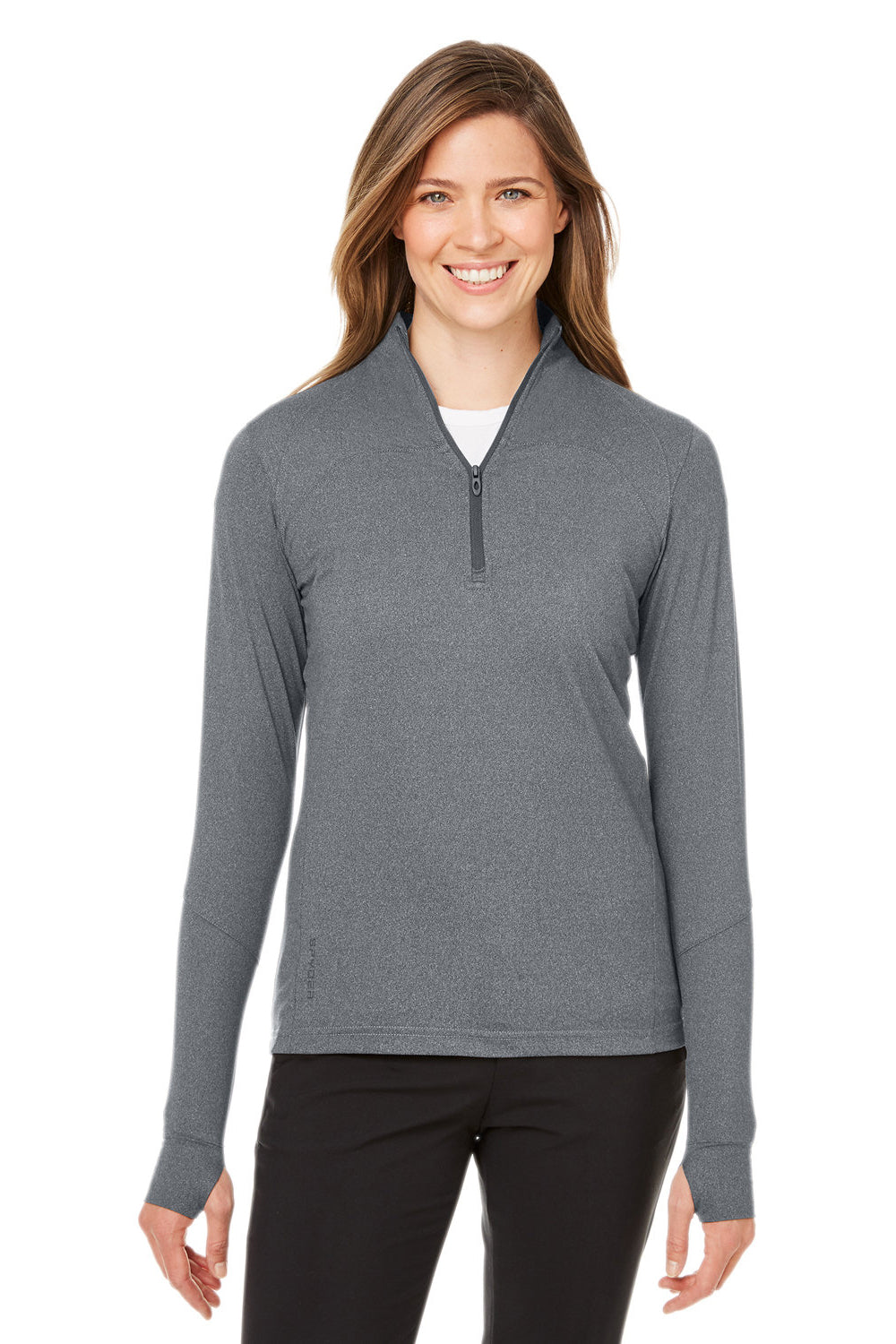 Spyder S17917 Womens Spyre UPF 40+ 1/4 Zip Sweatshirt Polar Grey Frost Model Front