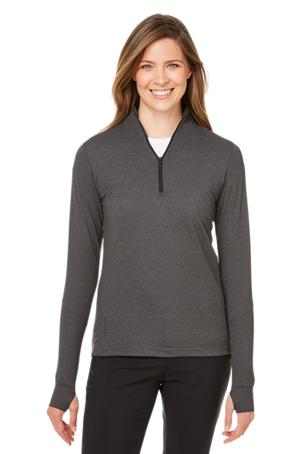 Spyder S17917 Womens Spyre UPF 40+ 1/4 Zip Sweatshirt Black Frost Model Front