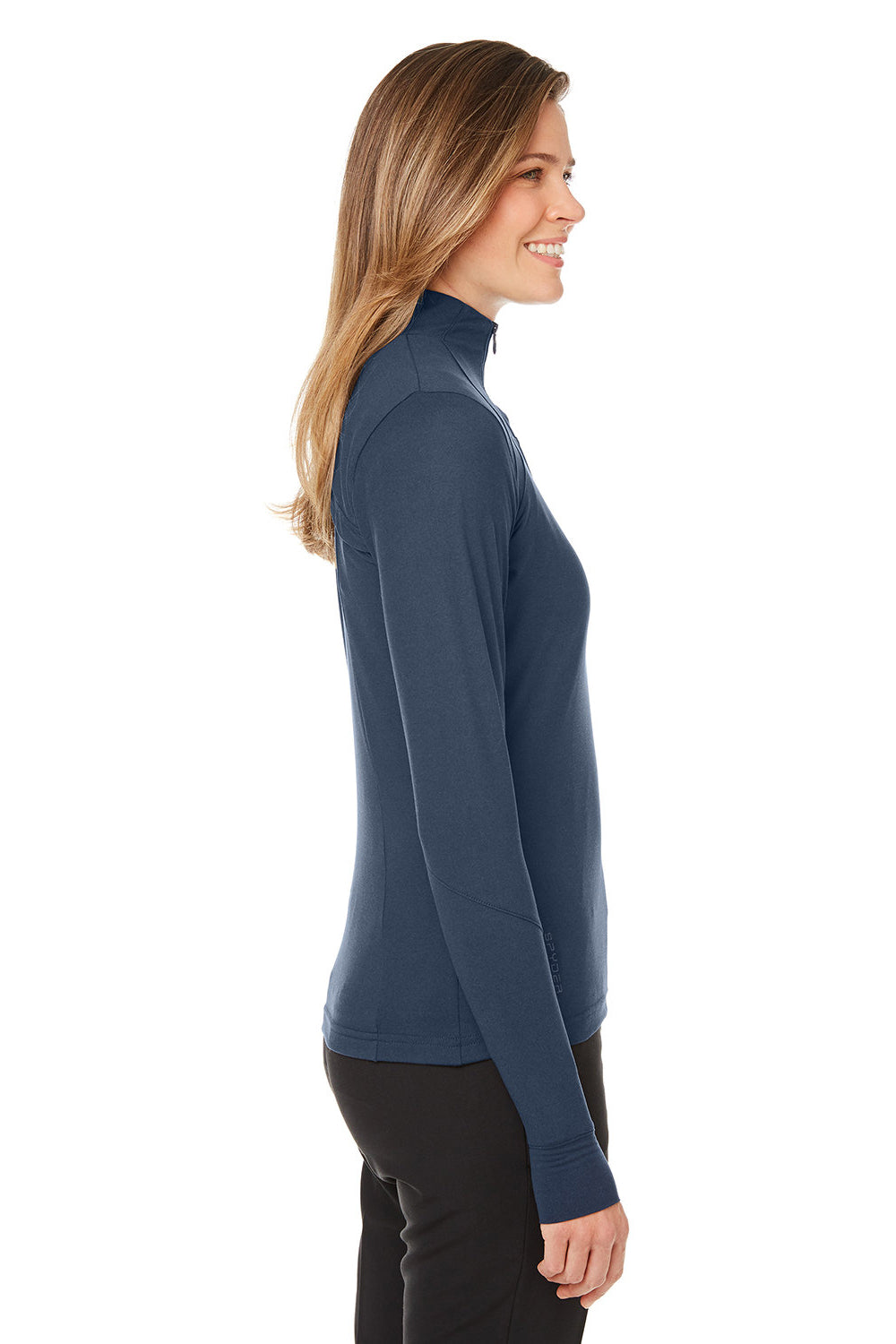 Spyder S17917 Womens Spyre UPF 40+ 1/4 Zip Sweatshirt Frontier Blue Frost Model Side