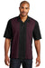 Port Authority S300 Mens Retro Easy Care Wrinkle Resistant Short Sleeve Button Down Camp Shirt Black/Burgundy Model Front