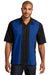 Port Authority S300 Mens Retro Easy Care Wrinkle Resistant Short Sleeve Button Down Camp Shirt Black/Royal Blue Model Front