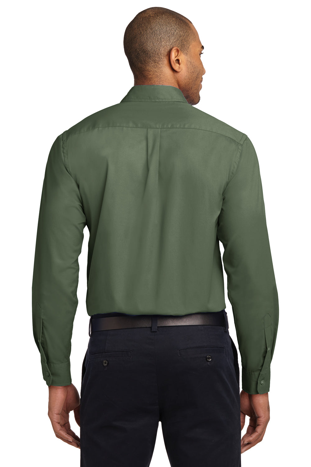 Port Authority S608/TLS608/S608ES Mens Easy Care Wrinkle Resistant Long Sleeve Button Down Shirt w/ Pocket Clover Green Model Back