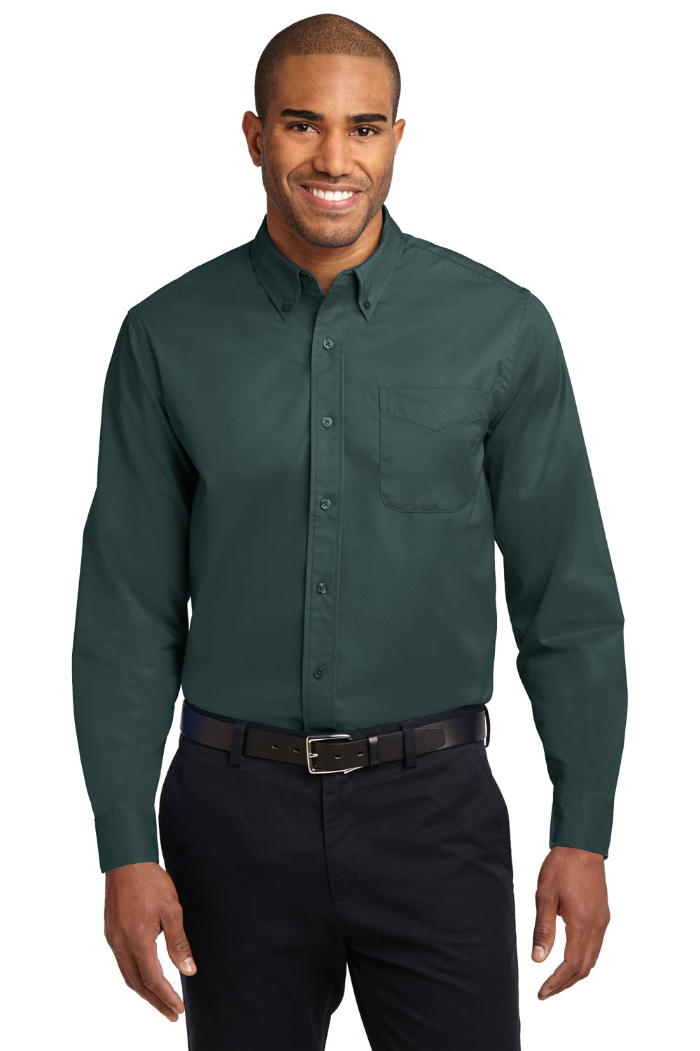 Port Authority S608 Long Sleeve Easy Care Shirt Dark Green Navy XL