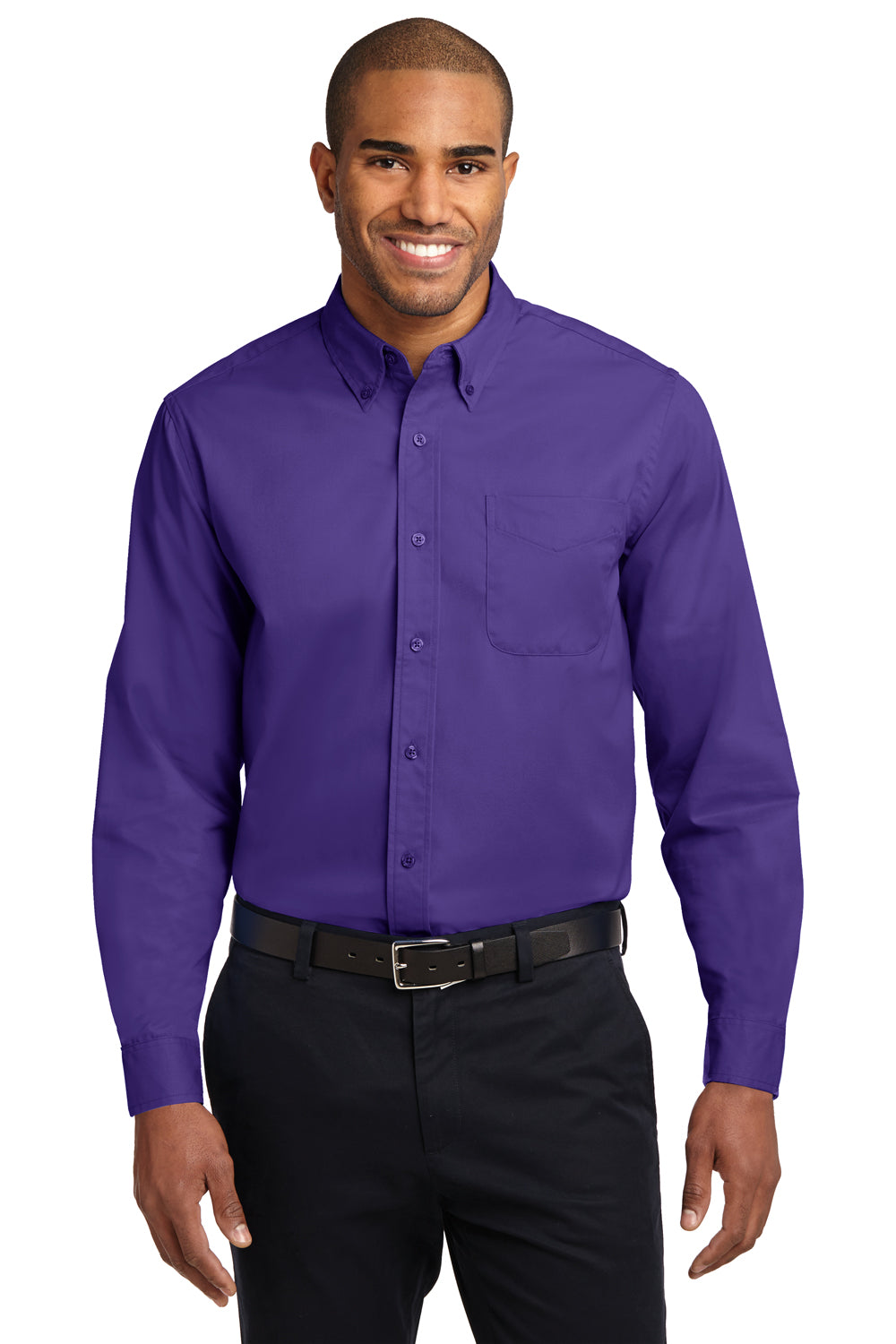 Port Authority S608/TLS608/S608ES Mens Purple Easy Care Wrinkle Resistant  Long Sleeve Button Down Shirt w/ Pocket — BigTopShirtShop.com