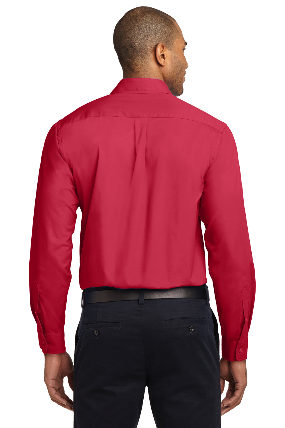 Port Authority S608/TLS608/S608ES Mens Easy Care Wrinkle Resistant Long Sleeve Button Down Shirt w/ Pocket Red Model Back