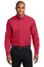 Port Authority S608/TLS608/S608ES Mens Easy Care Wrinkle Resistant Long Sleeve Button Down Shirt w/ Pocket Red Model Front