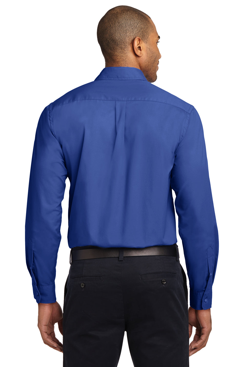 Port Authority S608/TLS608/S608ES Mens Easy Care Wrinkle Resistant Long Sleeve Button Down Shirt w/ Pocket Royal Blue Model Back