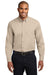 Port Authority S608/TLS608/S608ES Mens Easy Care Wrinkle Resistant Long Sleeve Button Down Shirt w/ Pocket Stone Brown Model Front