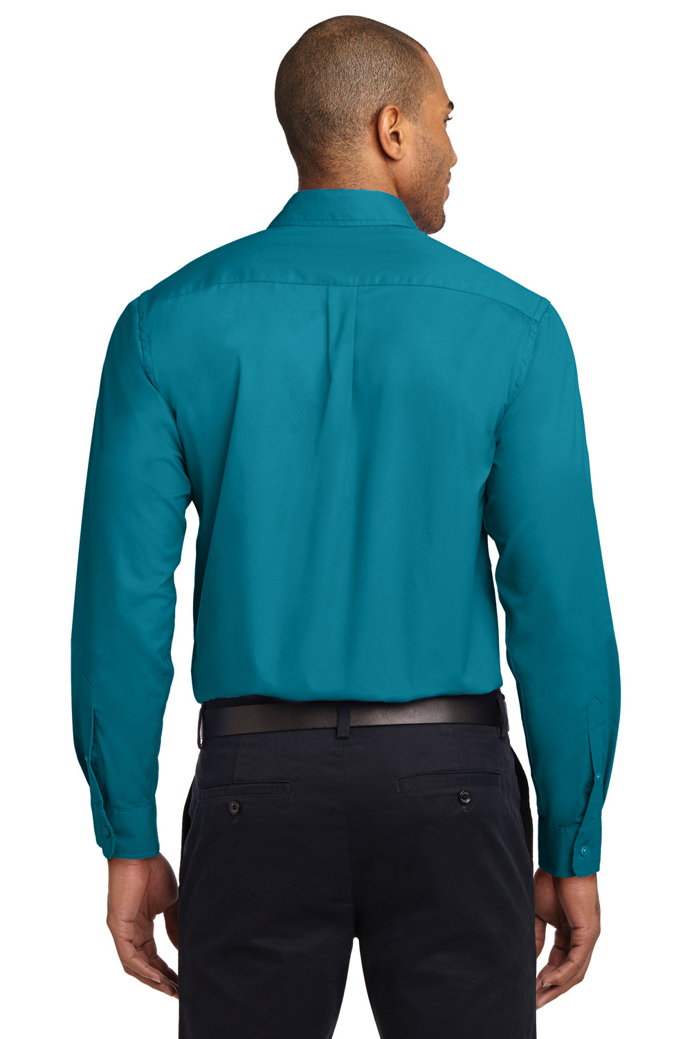 Port Authority S608/TLS608/S608ES Mens Easy Care Wrinkle Resistant Long Sleeve Button Down Shirt w/ Pocket Teal Green Model Back