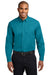 Port Authority S608/TLS608/S608ES Mens Easy Care Wrinkle Resistant Long Sleeve Button Down Shirt w/ Pocket Teal Green Model Front