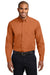 Port Authority S608/TLS608/S608ES Mens Easy Care Wrinkle Resistant Long Sleeve Button Down Shirt w/ Pocket Texas Orange Model Front