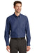 Port Authority S640/TLS640 Mens Easy Care Wrinkle Resistant Long Sleeve Button Down Shirt w/ Pocket Deep Blue Model Front