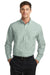 Port Authority S658/TS658 Mens SuperPro Oxford Wrinkle Resistant Long Sleeve Button Down Shirt w/ Pocket Green Model Front