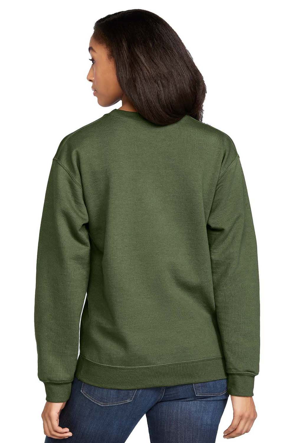 Gildan SF000 Mens Softstyle Crewneck Sweatshirt Military Green Model Back