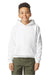 Gildan SF500B Youth Softstyle Hooded Sweatshirt Hoodie w/ Pouch Pocket White Model Front