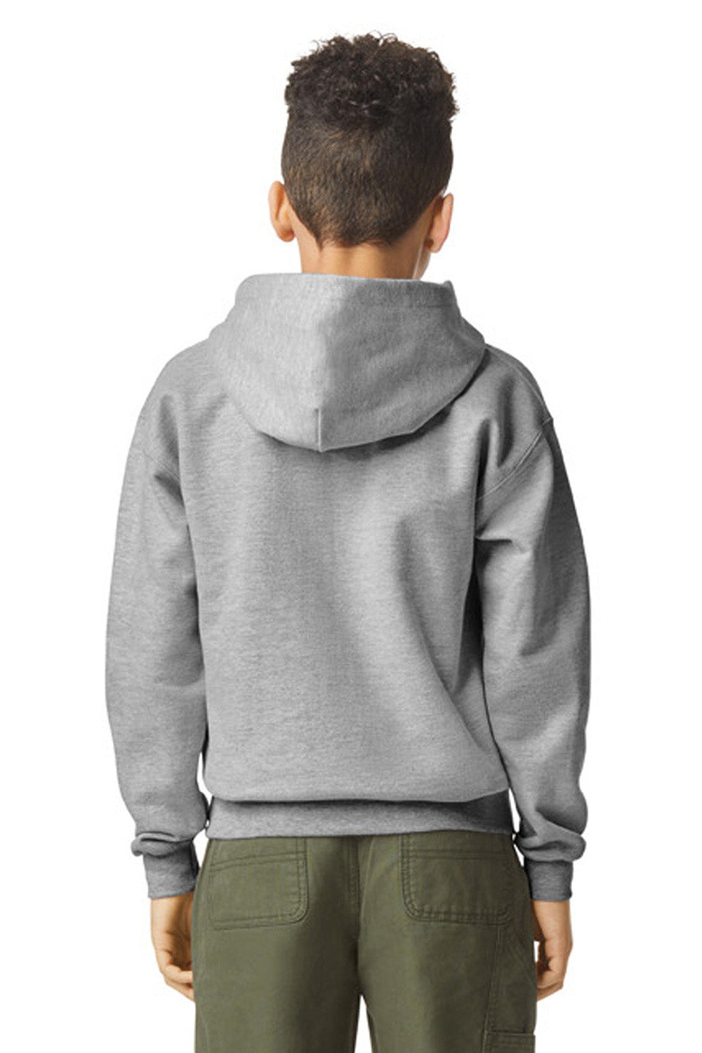 Gildan SF500B Youth Softstyle Hooded Sweatshirt Hoodie Sport Grey Model Back