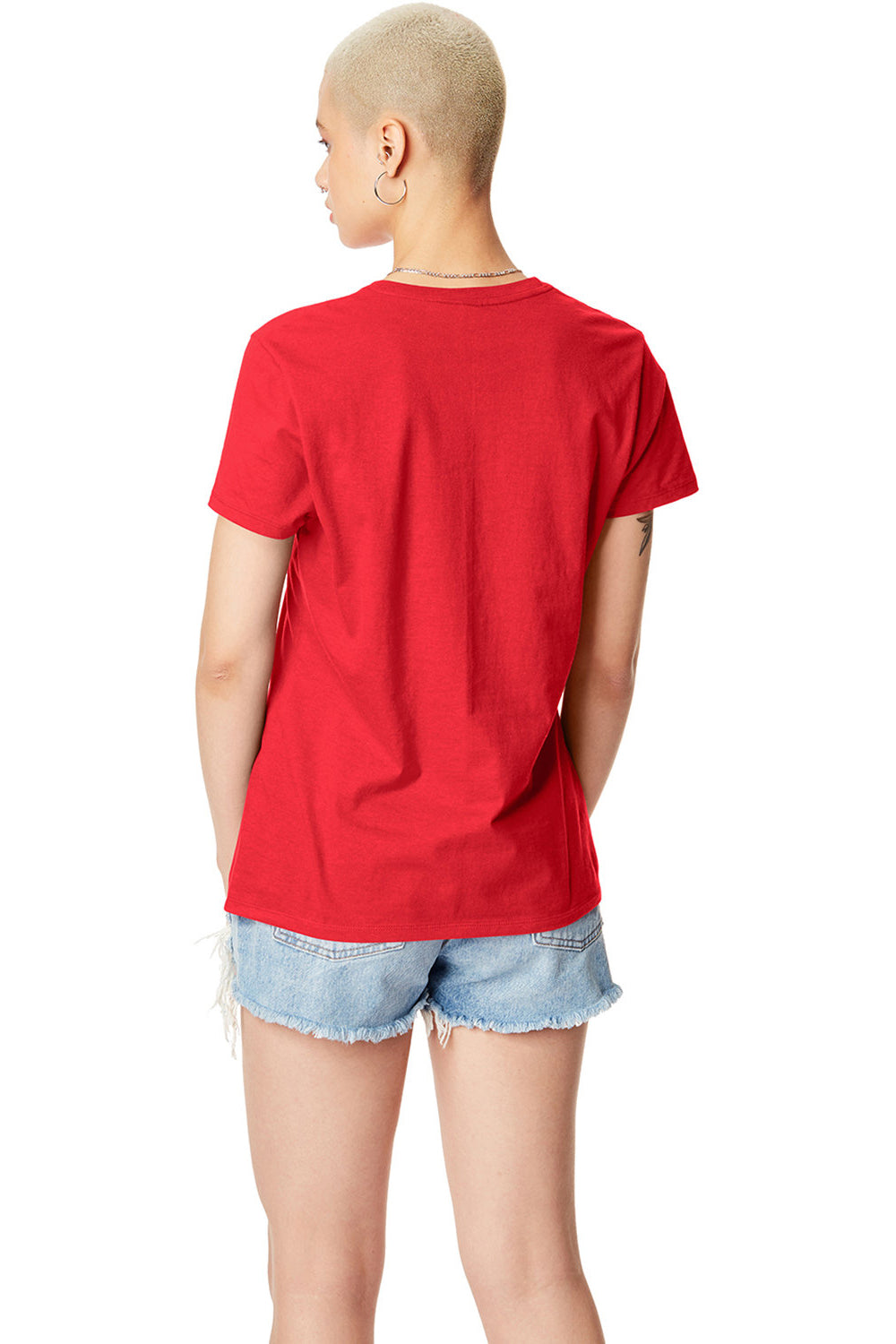 Hanes SL04 Womens Nano-T Short Sleeve Crewneck T-Shirt Athletic Red Model Back