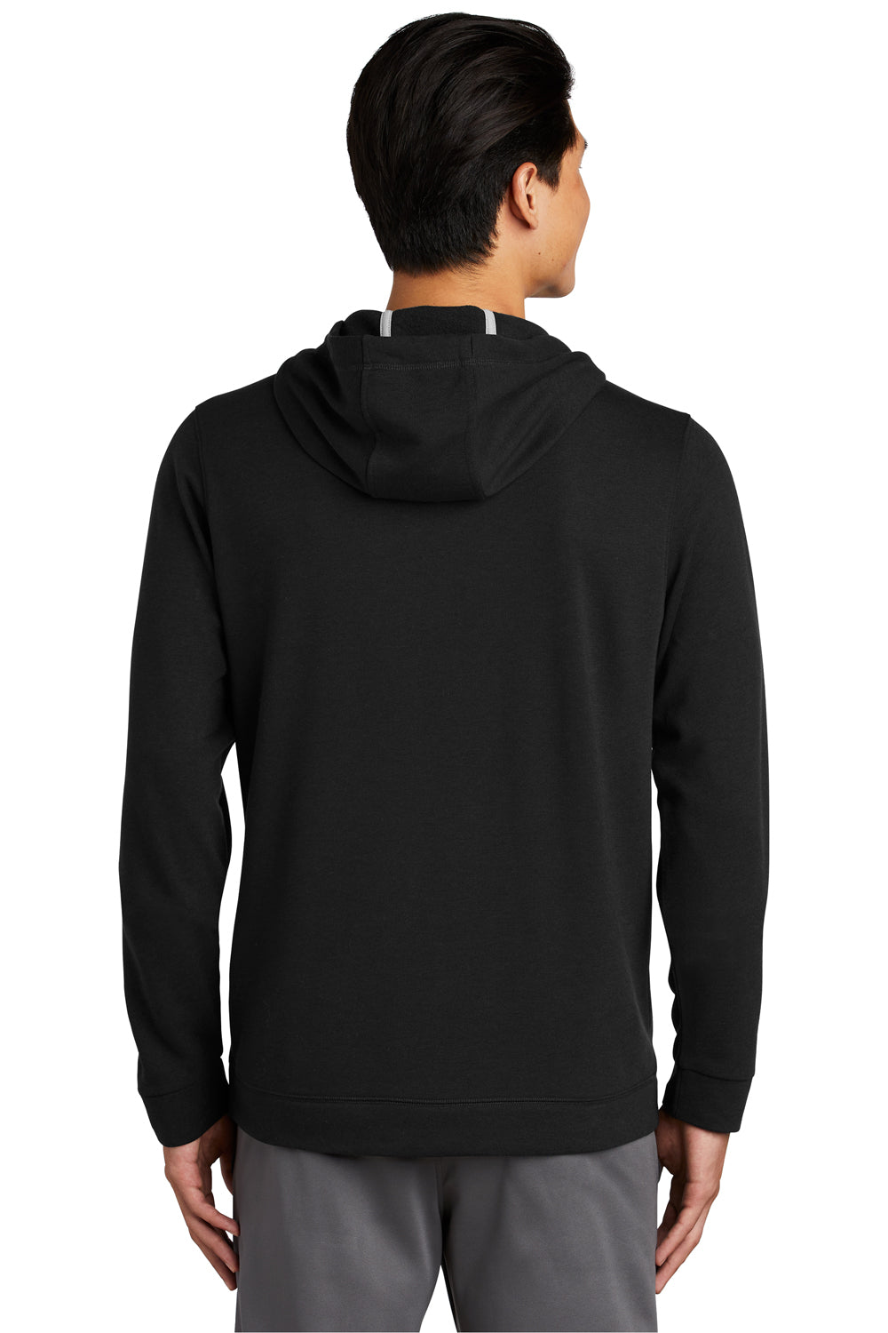 Sport-Tek ST296 Mens Moisture Wicking Fleece Hooded Sweatshirt Hoodie Black Model Back