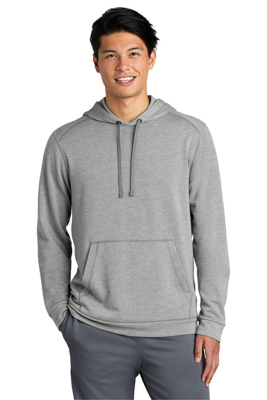 Sport-Tek ST296 Mens Moisture Wicking Fleece Hooded Sweatshirt Hoodie Heather Light Grey Model Front