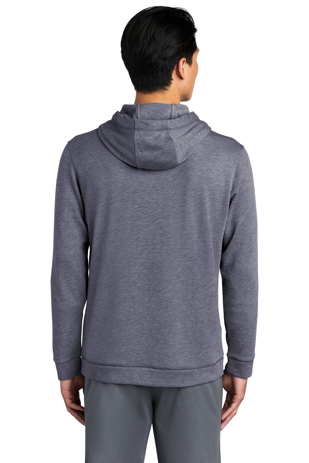 Sport-Tek ST296 Mens Moisture Wicking Fleece Hooded Sweatshirt Hoodie Heather True Navy Blue Model Back