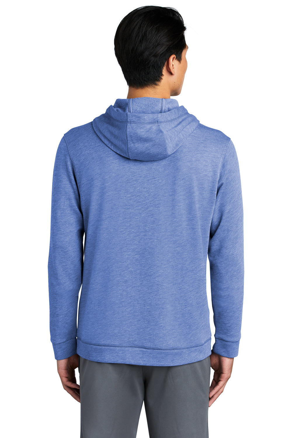 Sport-Tek ST296 Mens Moisture Wicking Fleece Hooded Sweatshirt Hoodie Heather True Royal Blue Model Back