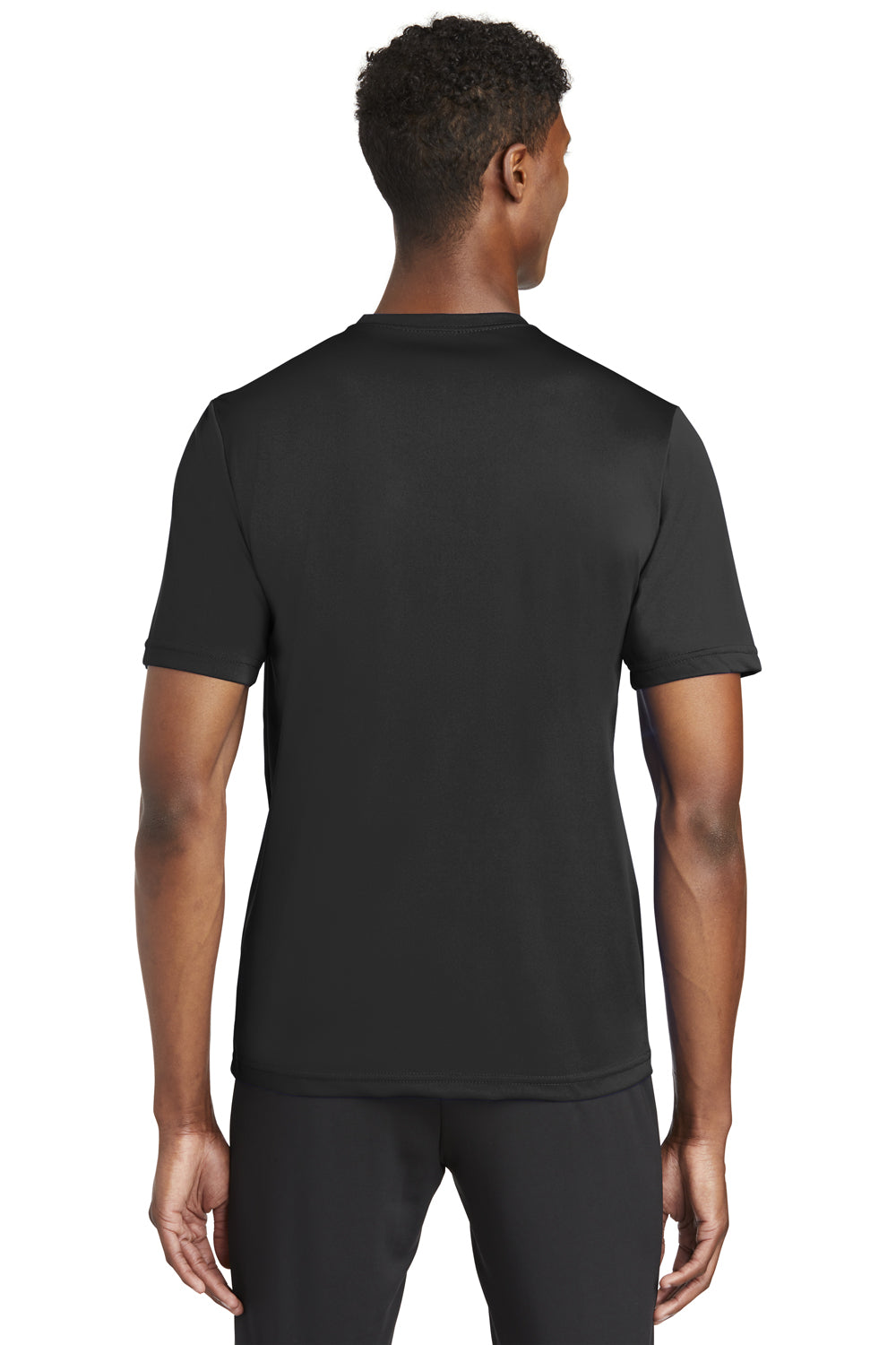 Sport-Tek ST320 Mens Tough Moisture Wicking Short Sleeve Crewneck T-Shirt Black Model Back