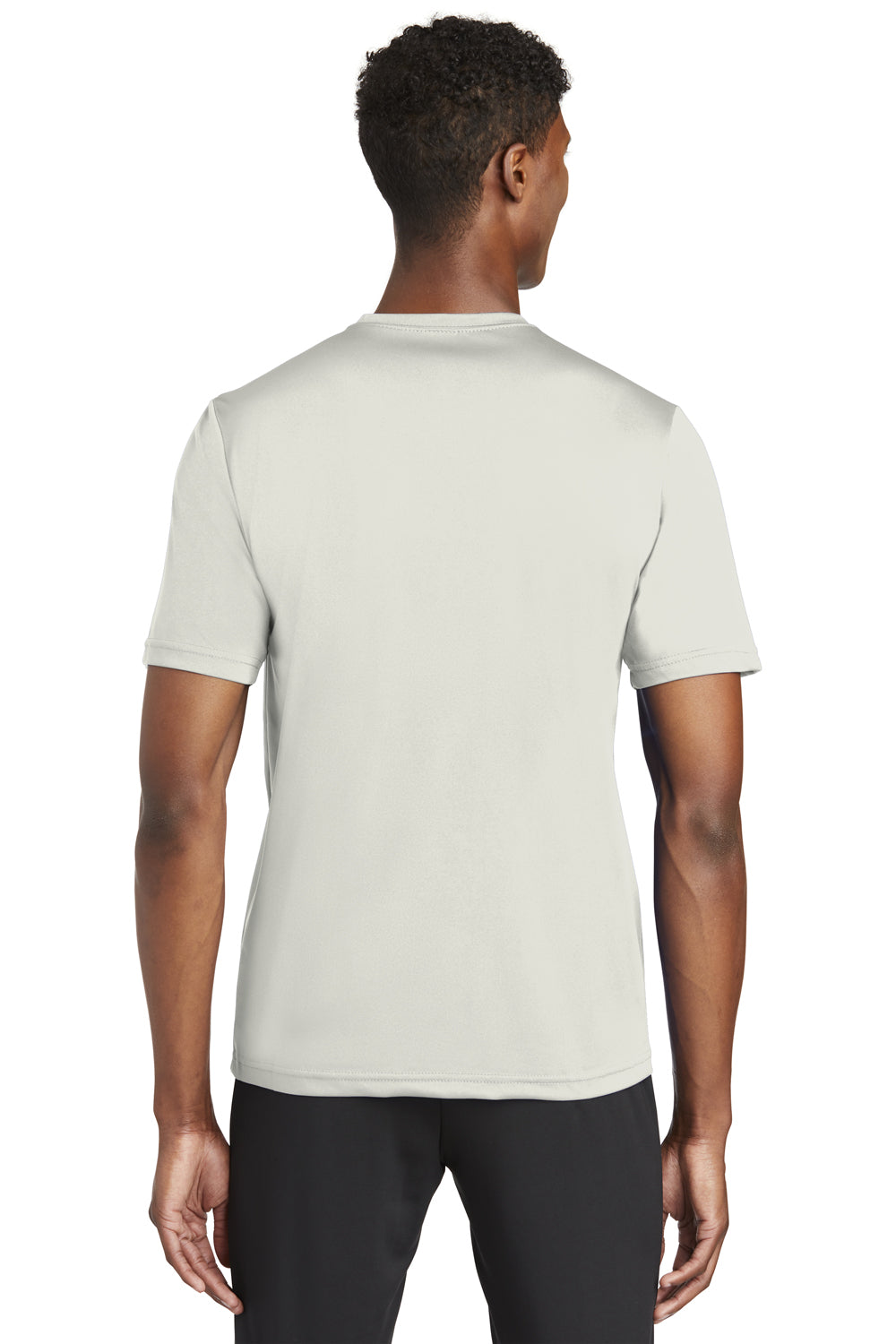 Sport-Tek ST320 Mens Tough Moisture Wicking Short Sleeve Crewneck T-Shirt Silver Grey Model Back