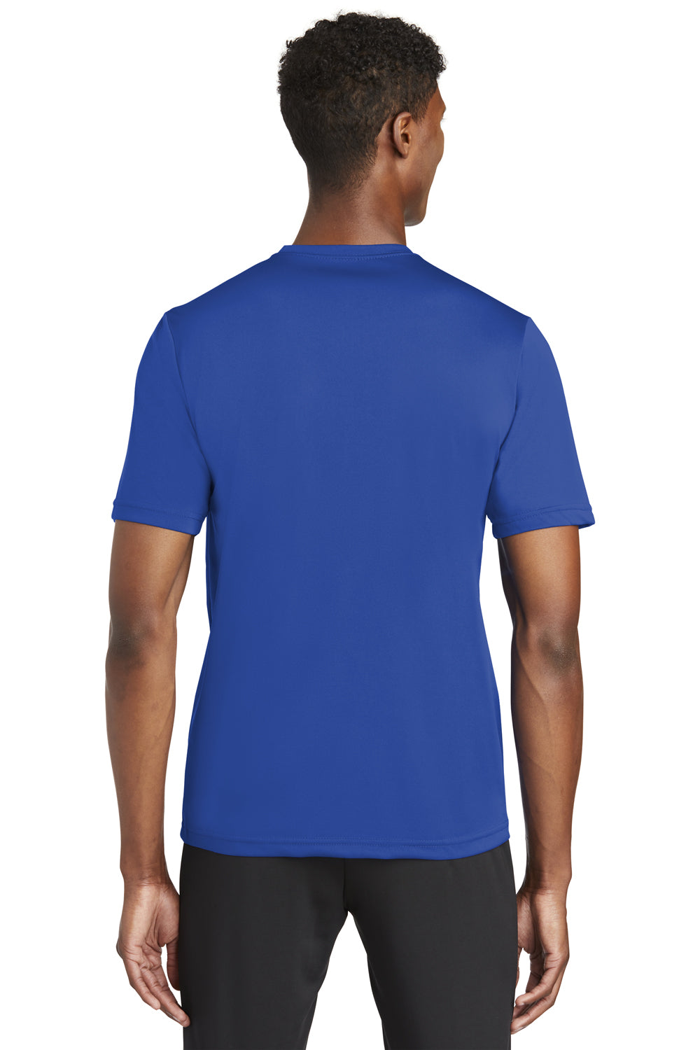 Sport-Tek ST320 Mens Tough Moisture Wicking Short Sleeve Crewneck T-Shirt True Royal Blue Model Back