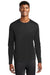 Sport-Tek ST340LS Mens RacerMesh Moisture Wicking Long Sleeve Crewneck T-Shirt Black Model Front